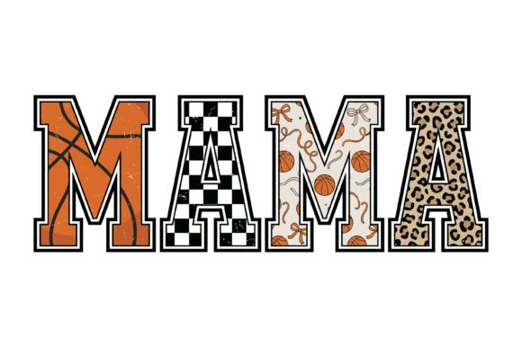 Basketball Mama Pattern Typography: A Graphic Design Asset for Crafters