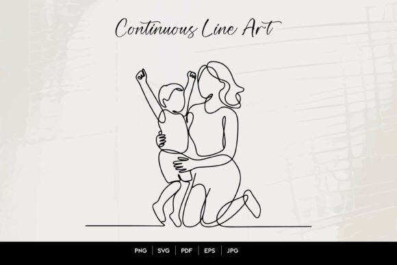 Continuous Line Mother and Child: A Modern Graphic for Local Branding
