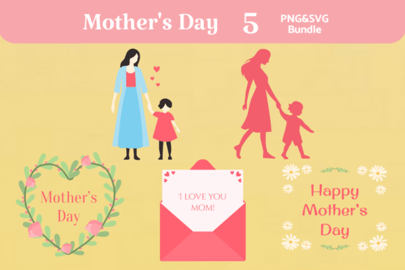 Heartwarming Mother’s Day Graphics for Crafts and Local Branding