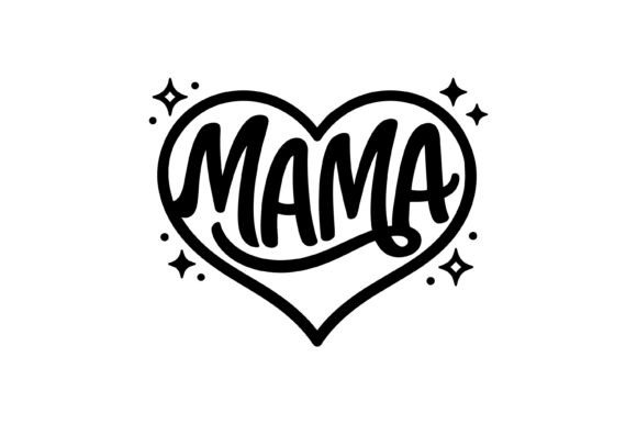Mama Heart Typography Design: A Versatile Graphics Asset for Crafts and Branding