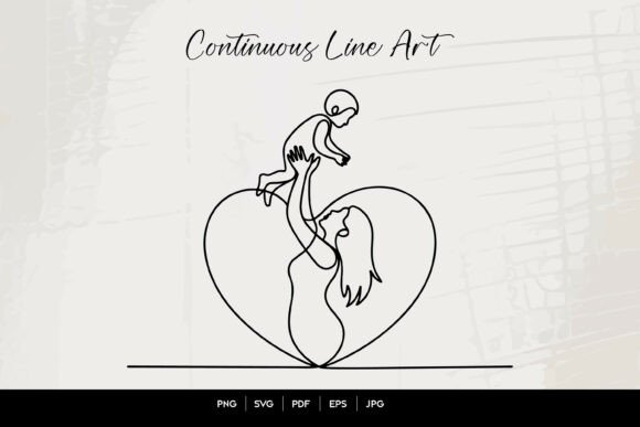 Mother and Baby Line Art: A Versatile Graphic for Crafts and Branding