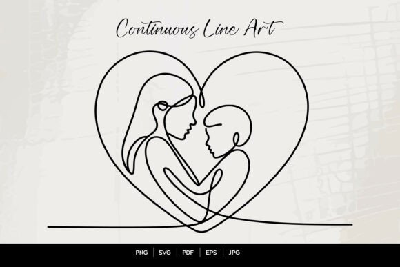 Mother Child Heart Line Art Embroidery Design Review