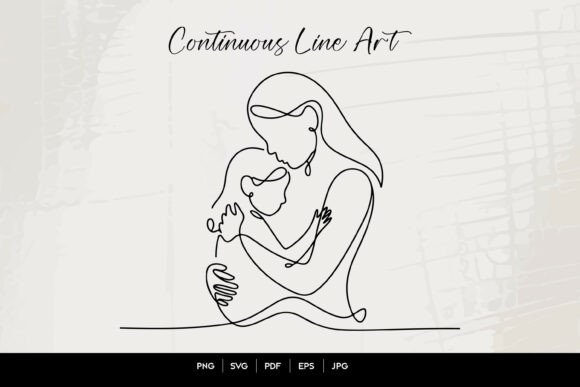 Mother Hugging Child Line Art: A Versatile Graphic for Crafts and Merch