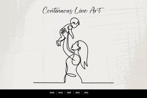 Mother Lifting Child Line Art: A Versatile Graphic for Crafts and Digital Sellers