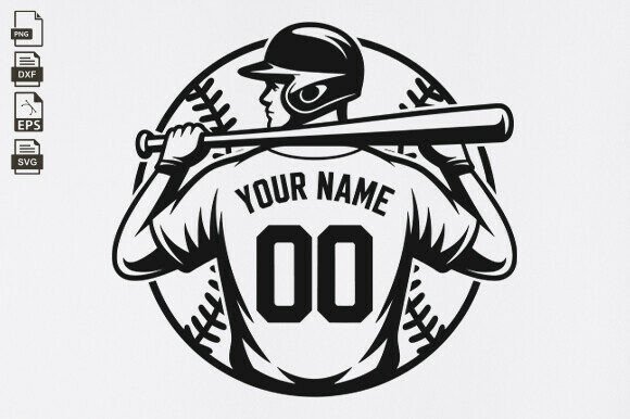 Personalized Name, Baseball Player, Base Graphics for Crafts and Design Projects