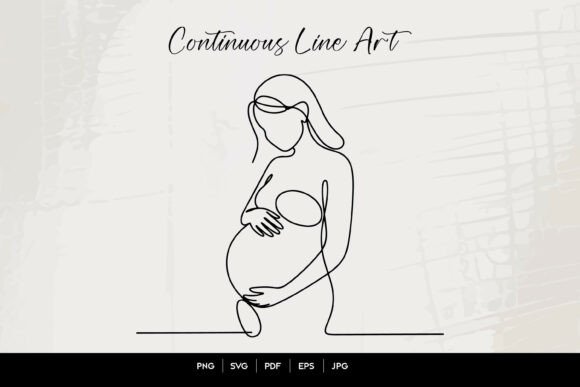 Pregnant Woman Line Art: A Versatile Graphic for Crafts and Commercial Projects