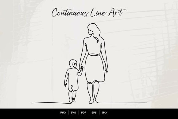 Reviewing Mother Child Walking Line Art for Real Crafting and Business Use