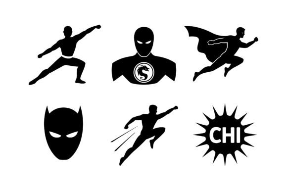 Superhero Action Vector Silhouette Set: A Graphic Design Asset for Crafts and Local Branding